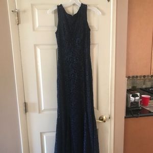Navy blue gown with lace and sparkles